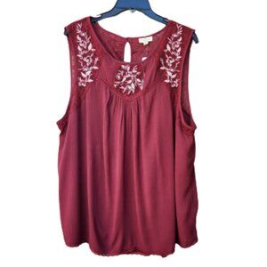 Mason & Belle Stitch Fix Plus Red Blouse NWT Floral Embroidered Tempesta Lace